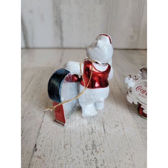 Vintage Coca-Cola ceramic polar bear bottle snowflake ornament Xmas set - Picture 5 of 7